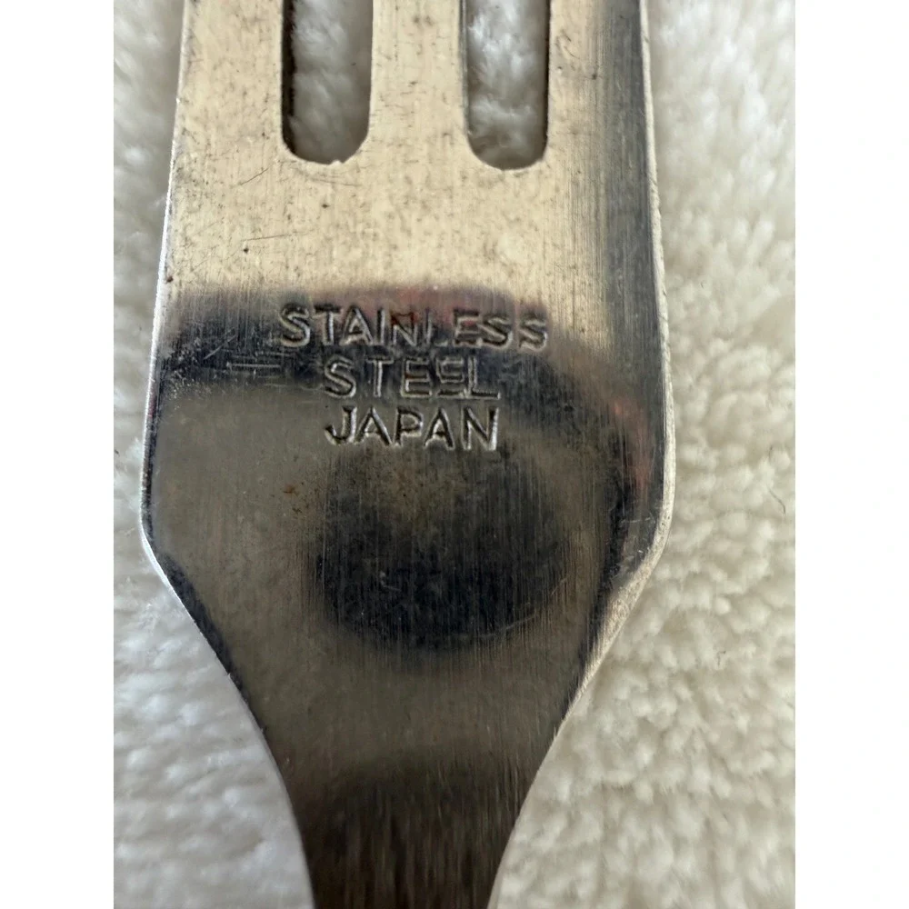Vintage Unbranded MCM Granny‎ Meat Fork Long Green Handle Stainless Steel Japan